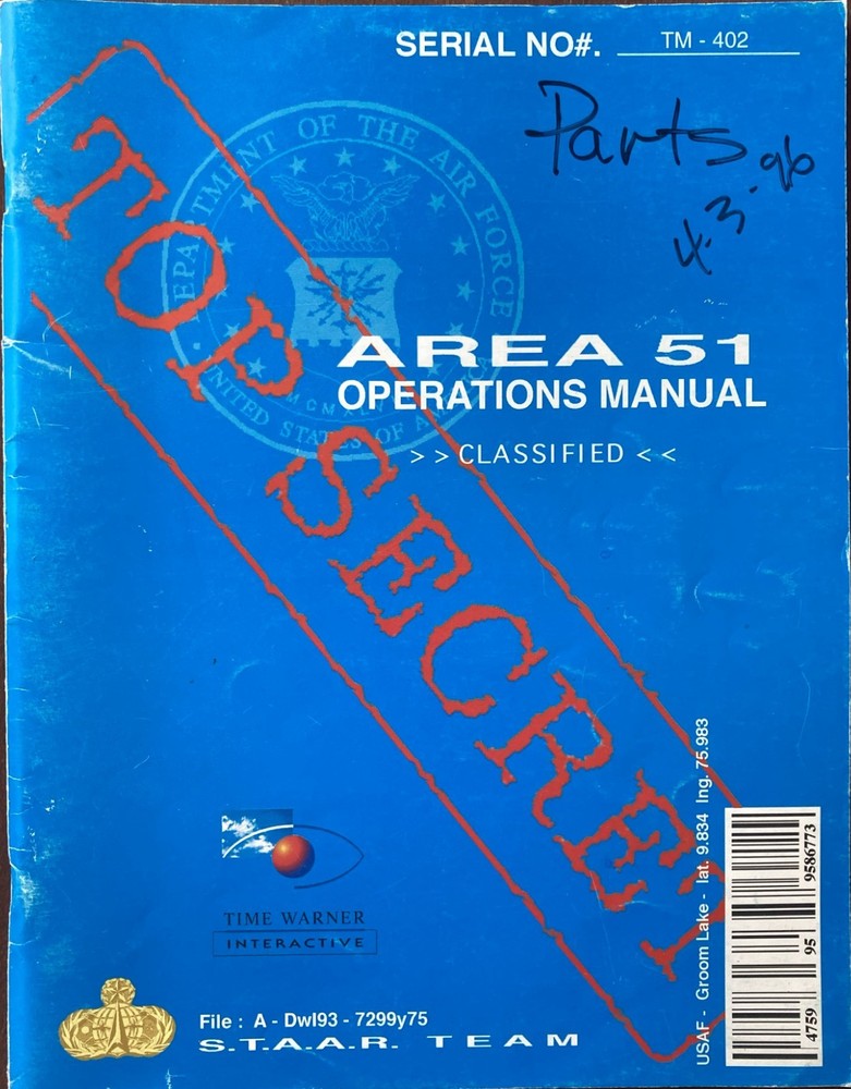 Area 51 Arcade Game Manual
