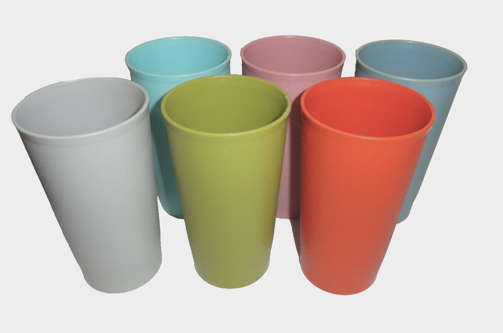 6 Tupperware Stackable Tumblers ~ Cups 873 - 16 ~ Assorted Colors