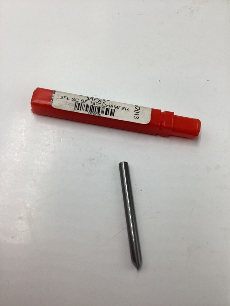 (QTY 2)Accupro 09550096 3/16" Diam 120° 2-Flute Single End Solid Carbide Chamfer