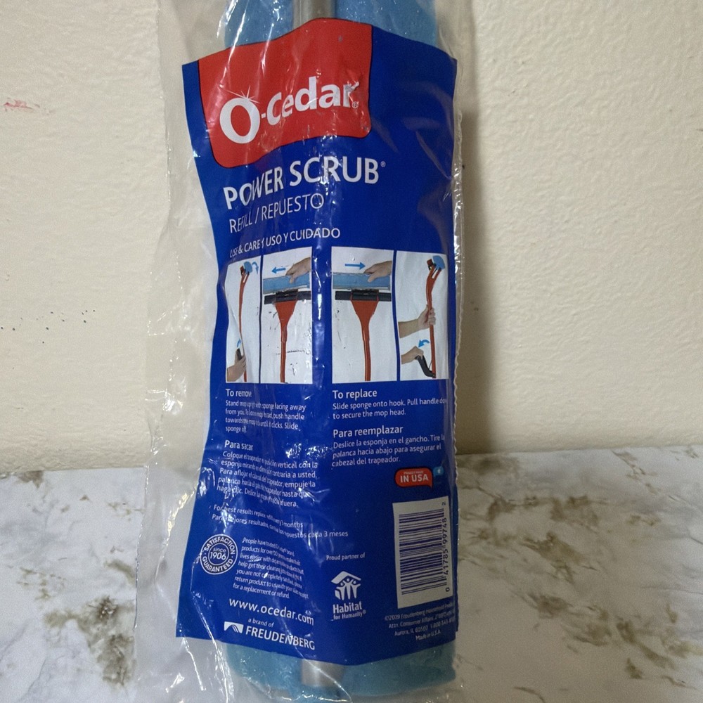 O-Cedar Power Scrub Microfiber Roller Mop Head Refill New Open Package