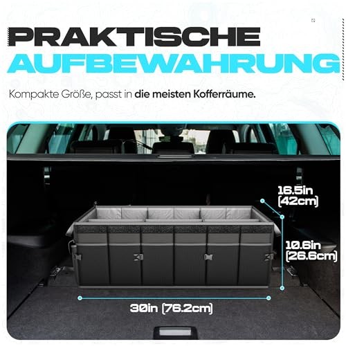 Car Trunk Organizer, Collapsible Multi Compartment SUV Organizer, XL Black