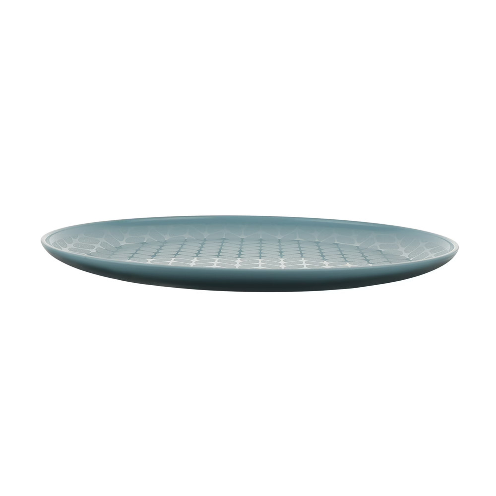 30-Piece Plastic Braided Pattern Dinnerware Bundle Set, Blue