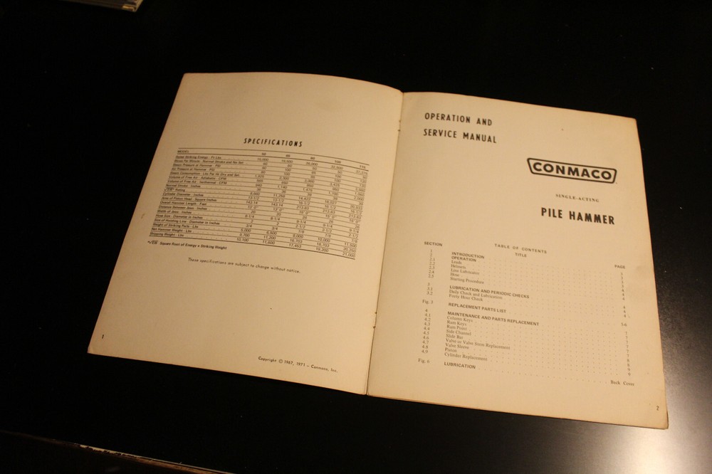Conmaco Pile Hammer Operation and Service manual