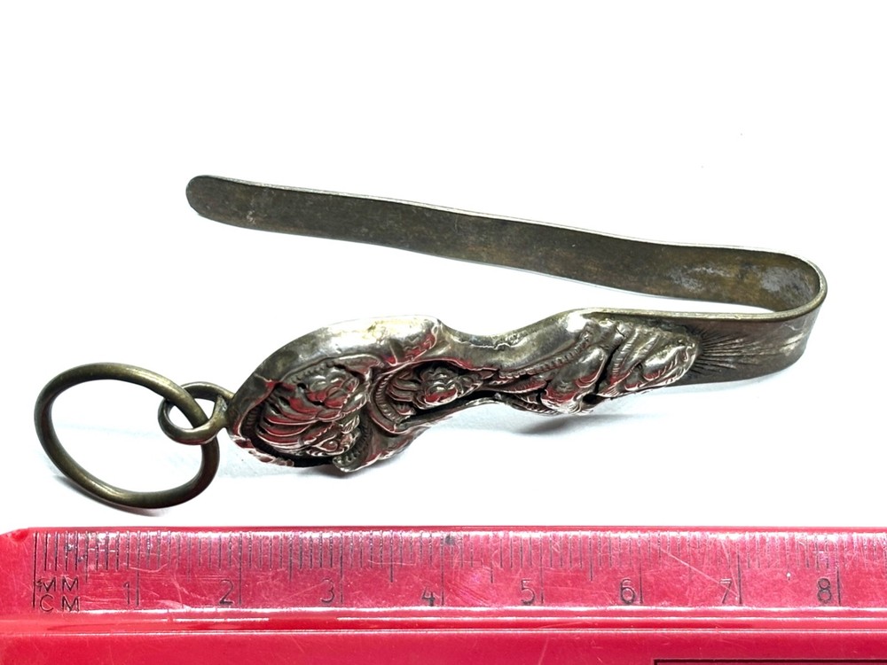 Antique Silver Fronted Repousse Design Chatelaine Clip