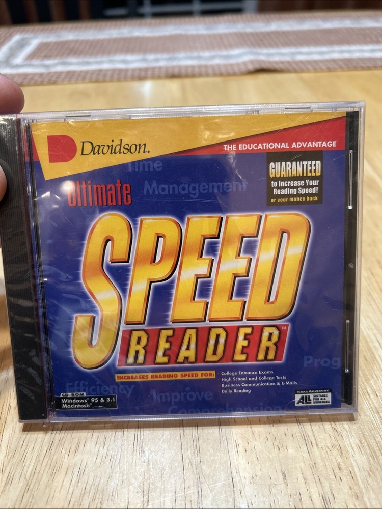 Vintage NOS Davidson Ultimate Speed Reader training CD For Windows 95/Mac 3.1