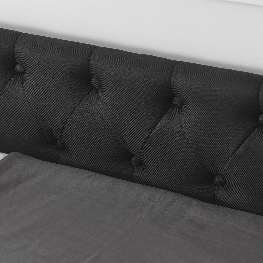 Queen Size Daybed w/ 2 Storage Drawers Upholstered Bed Frame Sofa Bed US