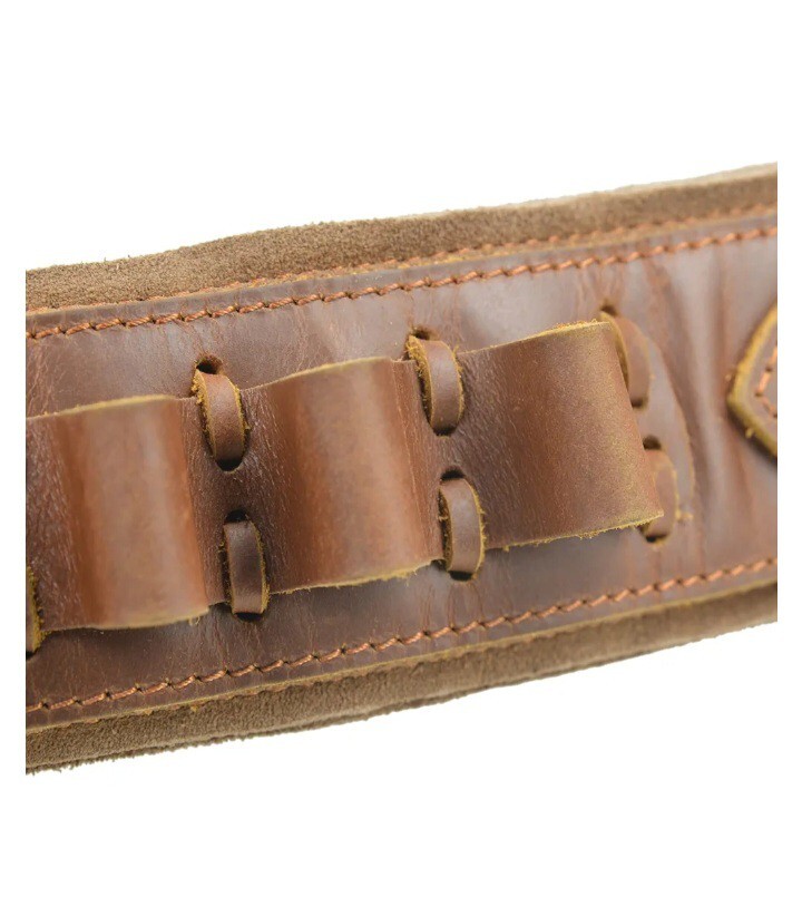 Full Leather 12 GA Shotgun Shell Strap Brown