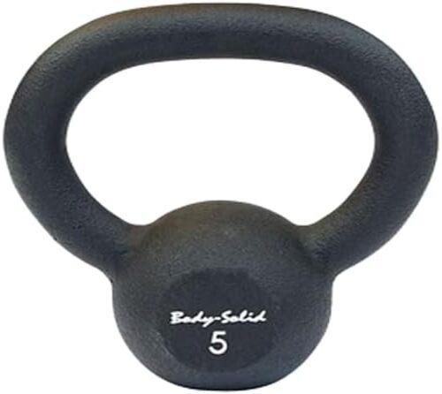 Body-Solid Matte Black Powder Coat Kettlebell with Kettle Grip Handle