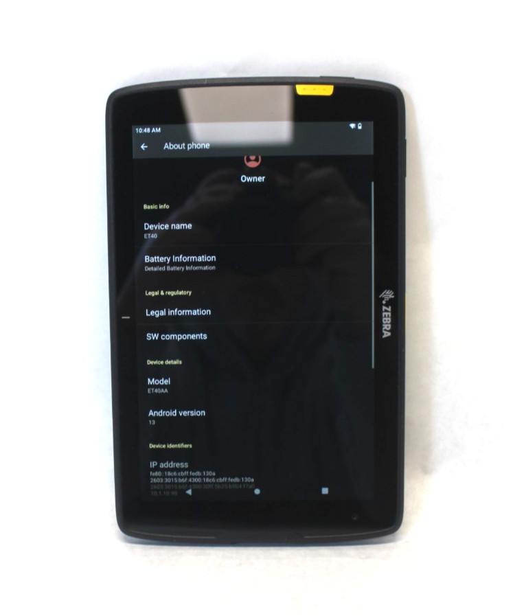 Zebra ET40 ET40AA Rugged Android Tablet 8” WiFi 2D Scanner