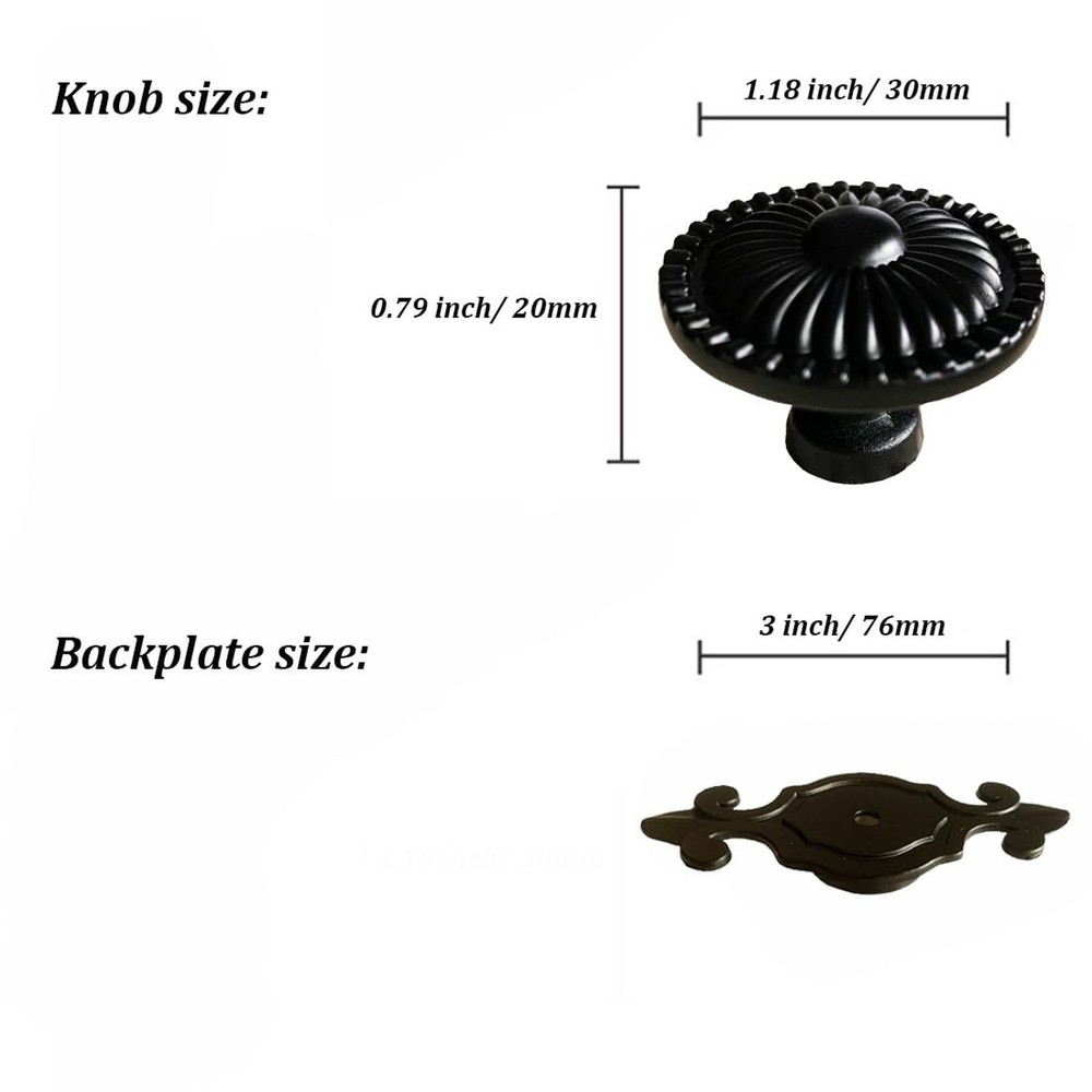 Antique Cabinet Knobs, [4 Pack] Vintage Retro Mushroom Drawer Knobs with Back...