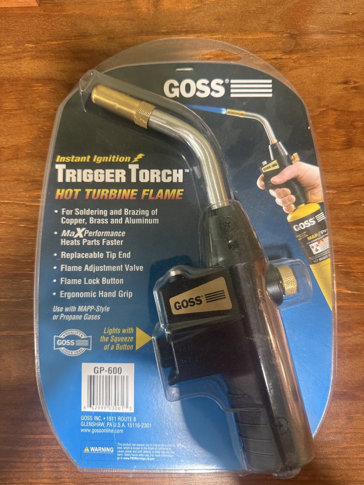 Goss GP-600 Soldering and Brazing Trigger Torch BNIB