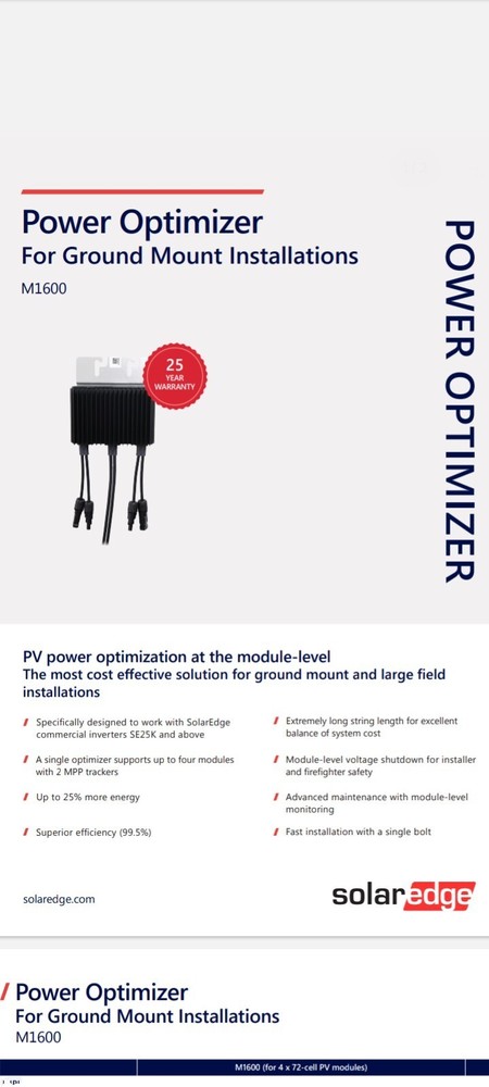 Solaredge optimizer M1600 Solar DC/DC Power Converter New 4 Modules To 1 Output