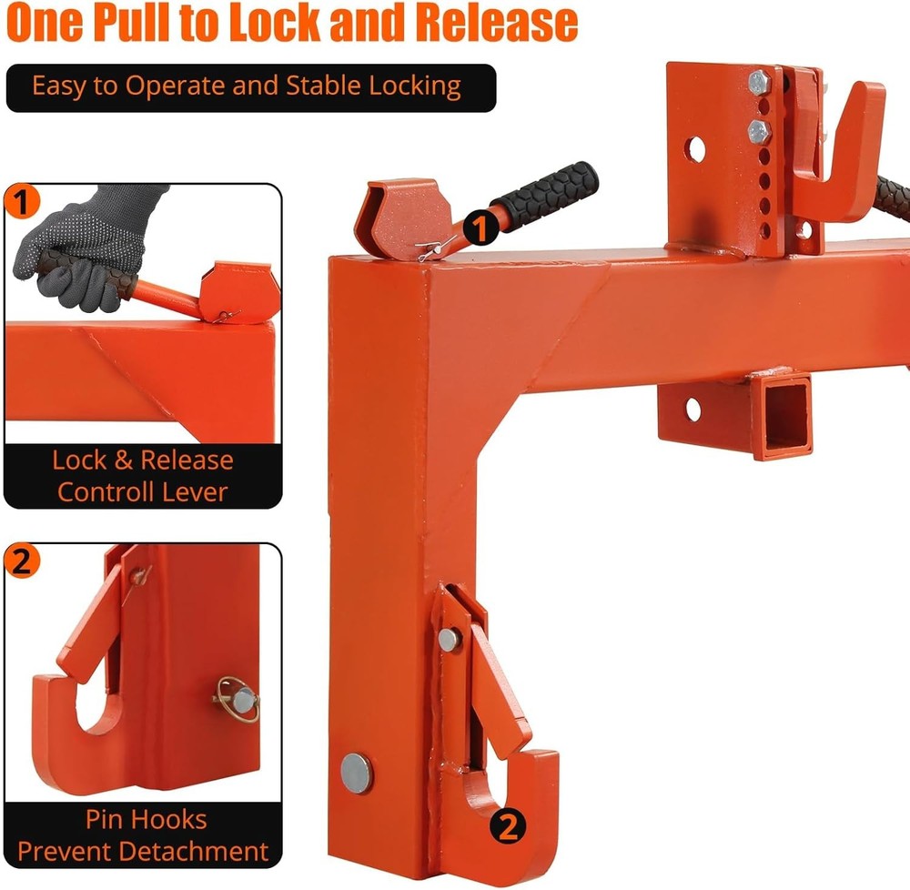 3 Point Quick Hitch Adapter For Category 1 & 2 Adjustable Bolt Tractor 3000 LBS