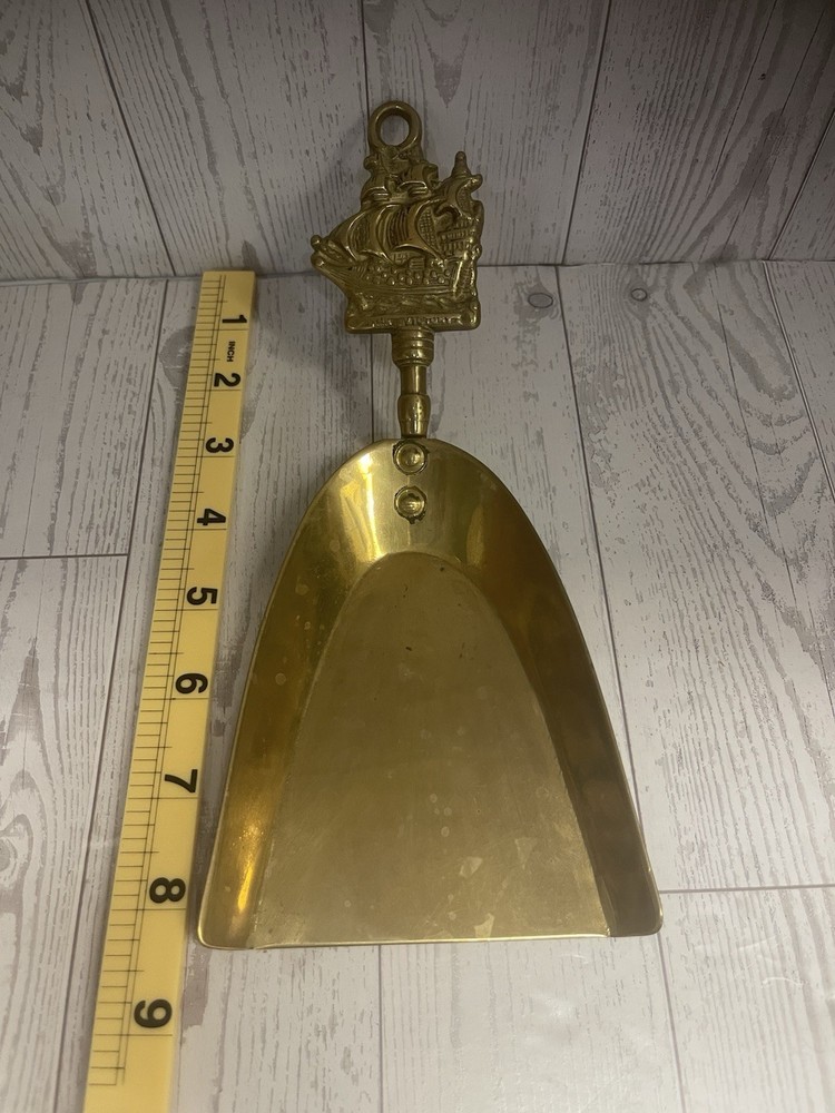 VTG Nautical Solid Brass Fireplace Tools Complete Set 5 Piece HMS Victory