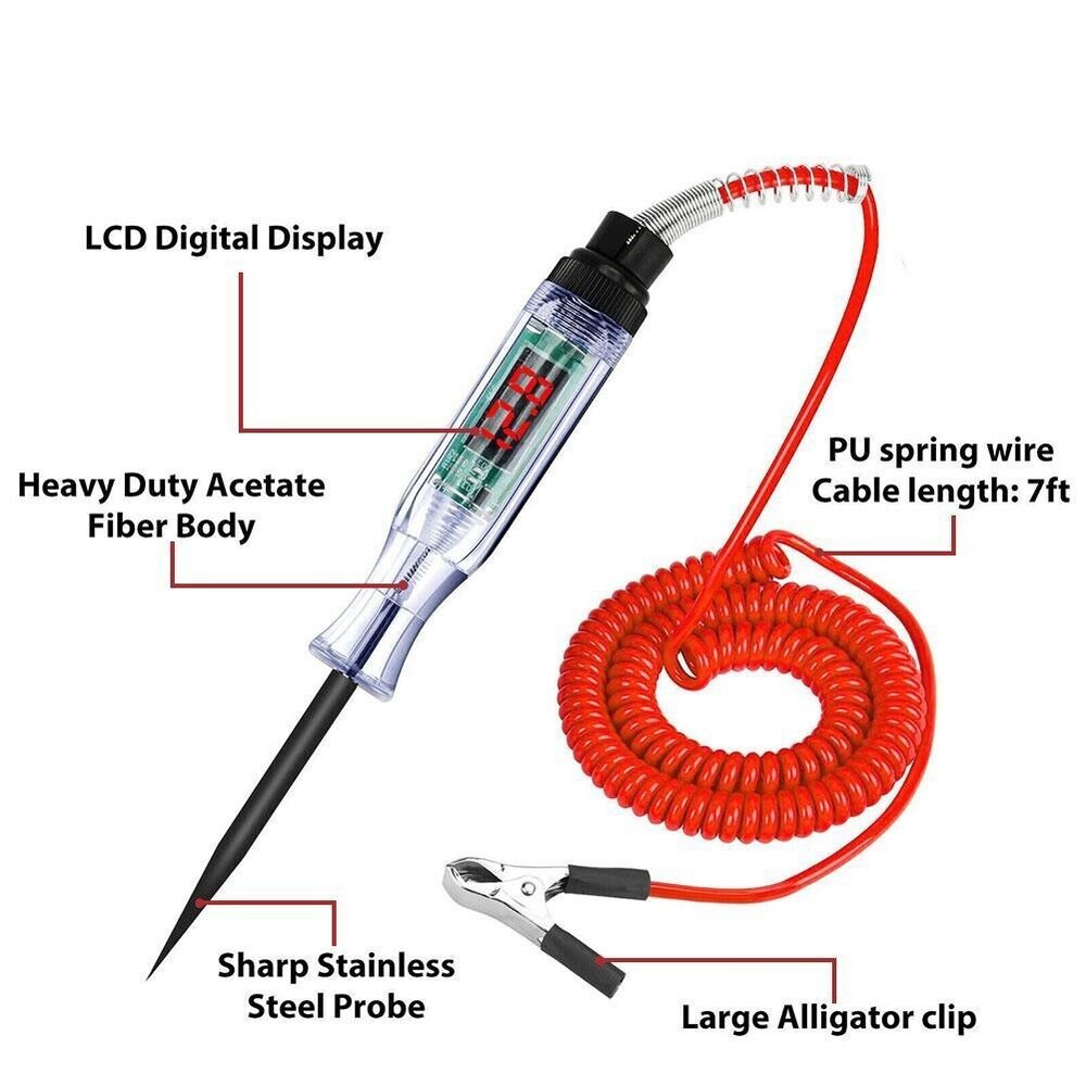 Automotive Test Light LED Digital Display Circuit Tester Voltage Display Tools