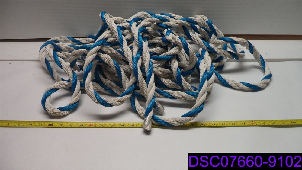 3/4" x 25' Blue and White Marine Rope
