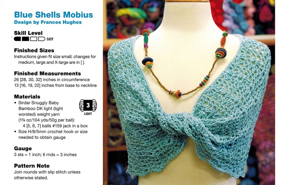 MOBIUS WRAPS For Beginners 3 Easy-To-Stitch Designs Crochet Pattern Leaflet
