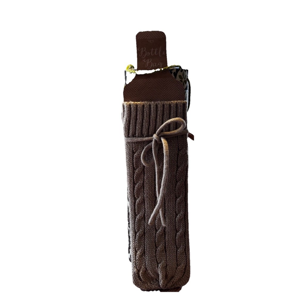 Decorative Wine Bottle Gift Box Includes Gray Knitted Bottle Holder