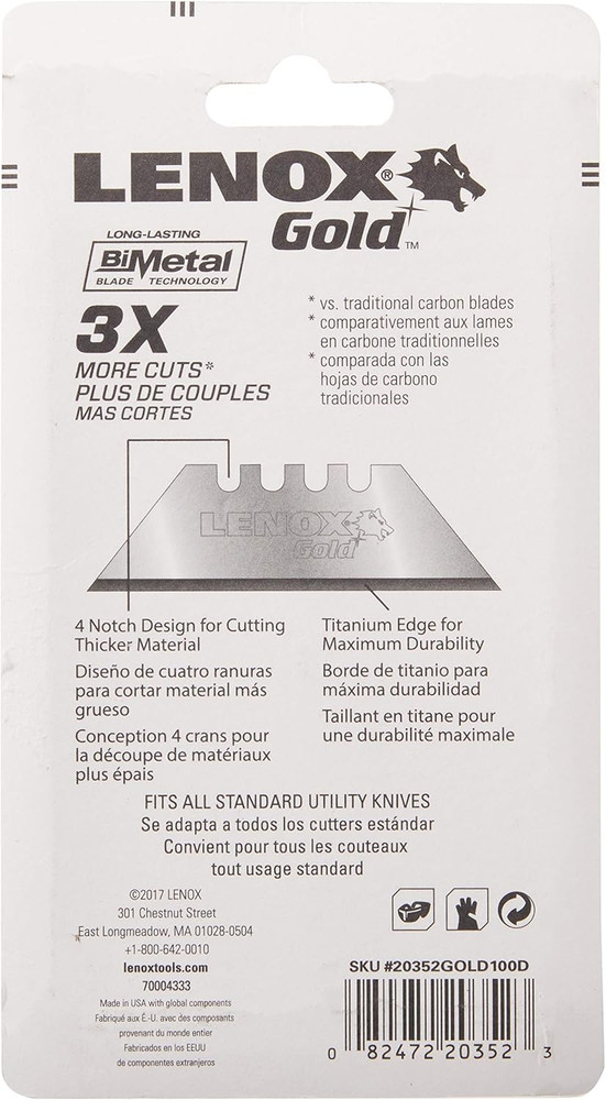 Gold Utility Knife Blade 100 Pack