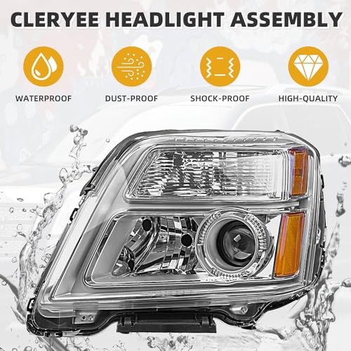Headlight Assembly Compatible with GMC Terrain 2010 2011 2012 Pair with Bulbs