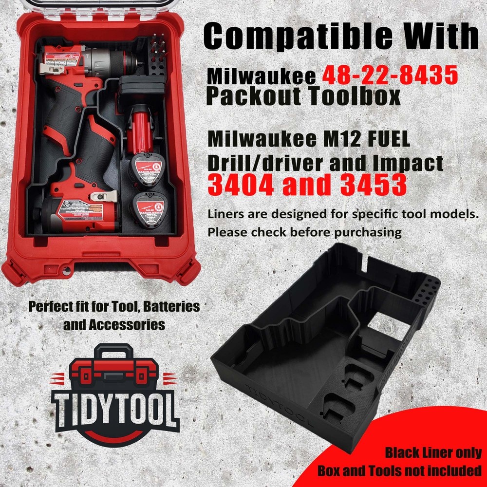M12 Fuel Drill Driver Organizer For Milwaukee Compact Packout