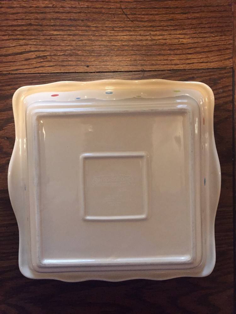 Temptations Bakeware Multicolored Dots On Cream 1.5 Quart 8” Square Baker