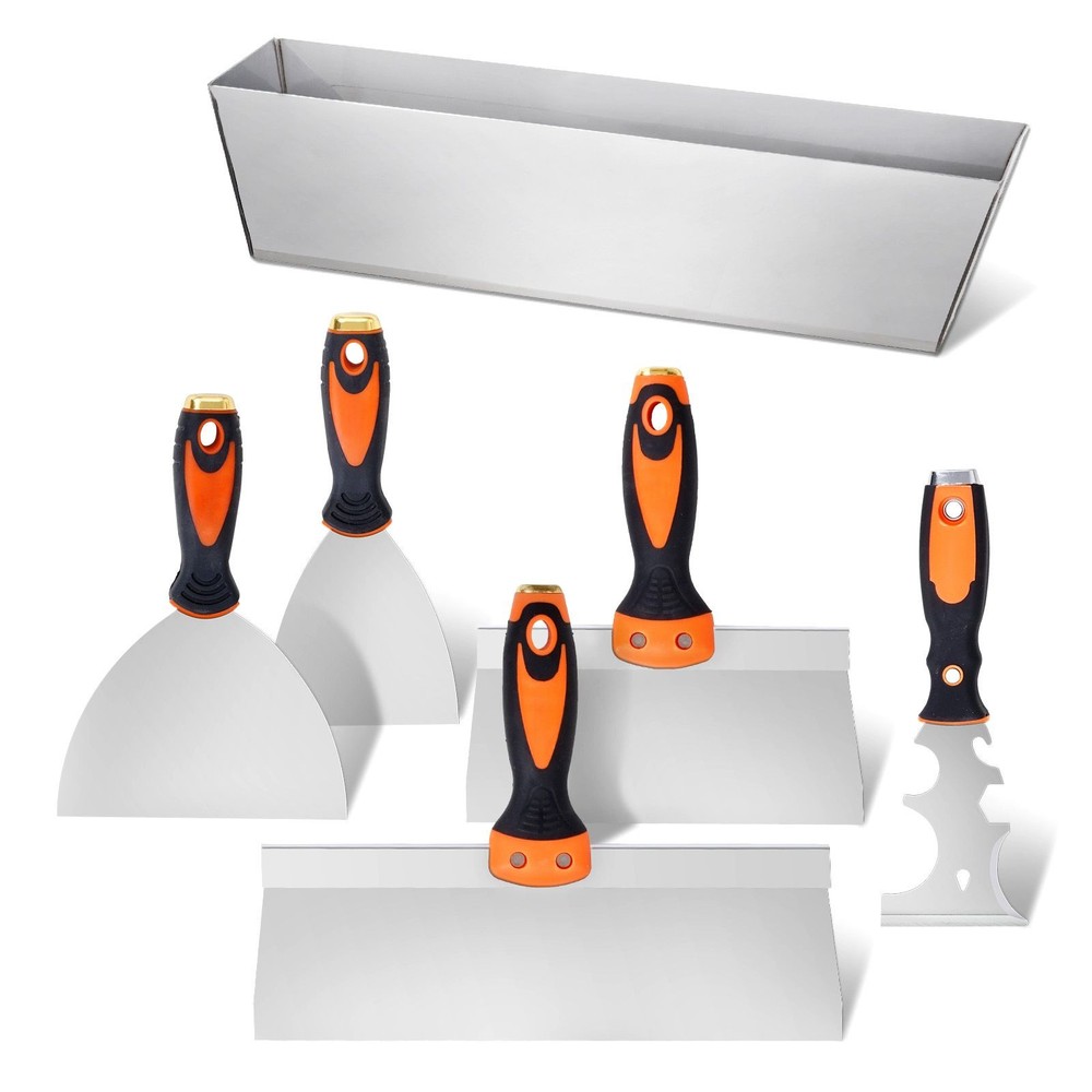 Drywall Tool Set: Scraper, Putty & Taping Knives, Mud Pan