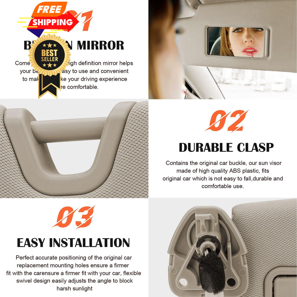 Beige Driver Left Side Sun Visor Replacement Side,