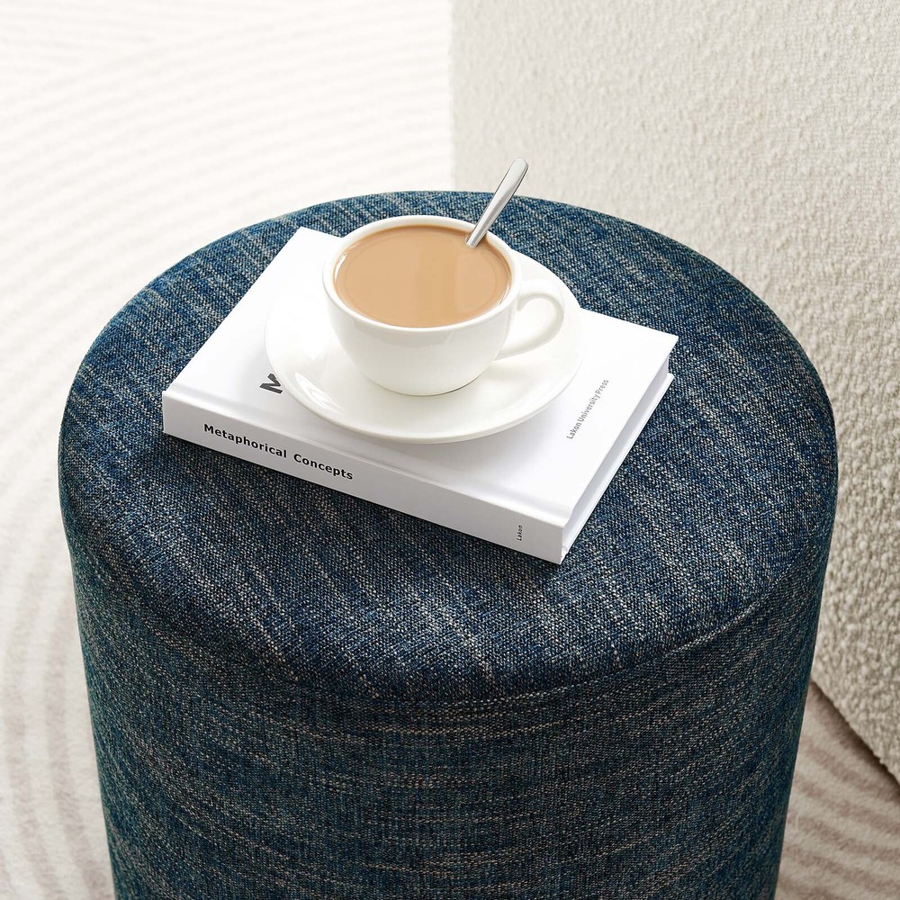 Modway 16" Round Woven Heathered Fabric Upholstered Ottoman