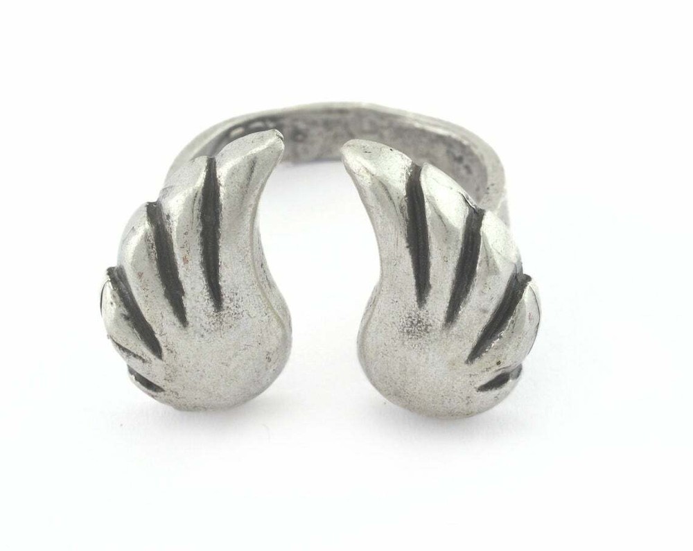 Wings Adjustable Ring Antique Silver Plated brass 18mm 8US insize Adjustabl 3277