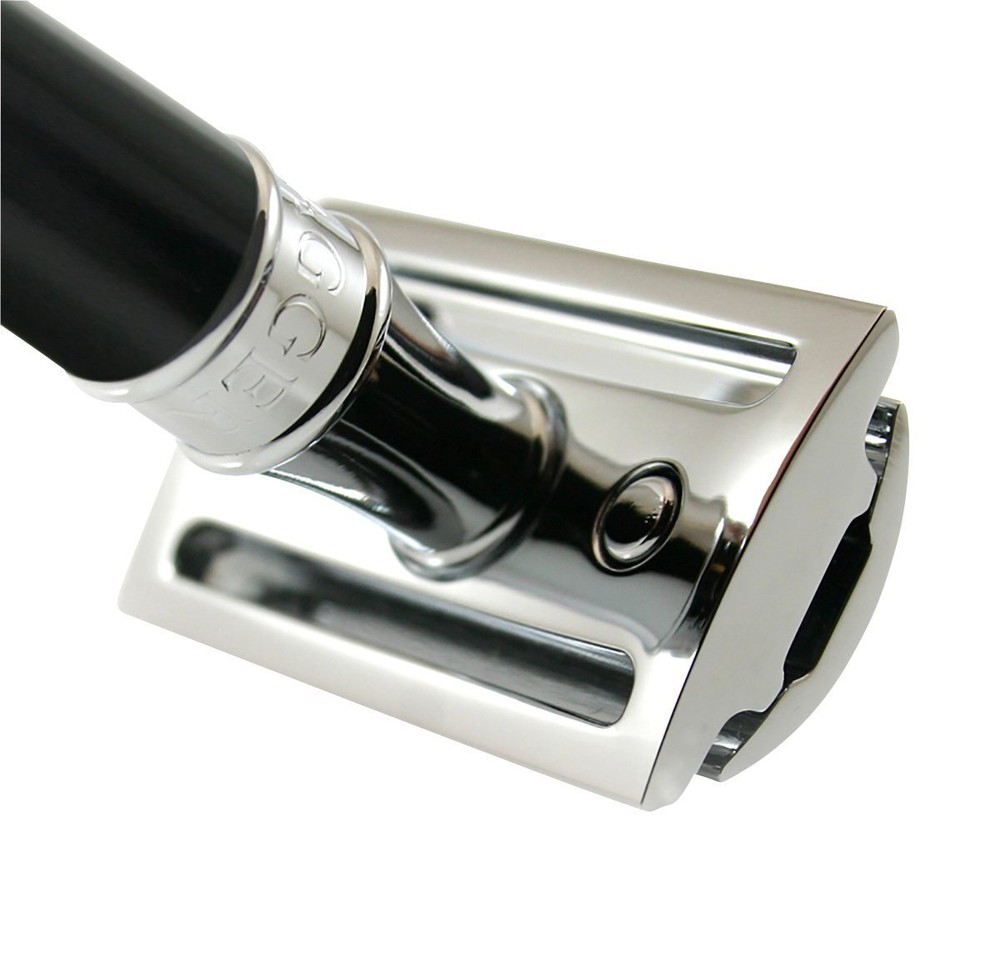 EDWIN JAGGER Ebony Black Handle Chrome Double Edge Safety Razor