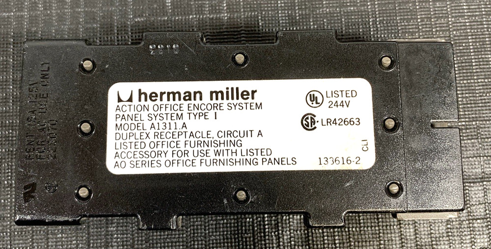 Herman Miller Model A1311.A Panel System Type 1 Duplex Receptacle Circuit A