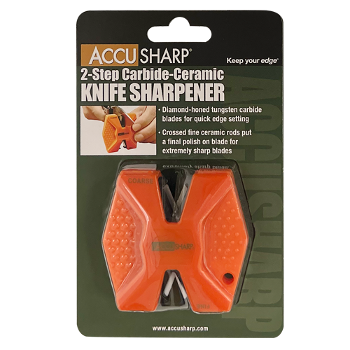AccuSharp 2-Step Carbide Ceramic Knife Sharpener Orange Proper Angles Every Time
