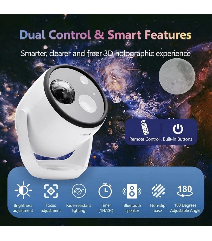 3D Galaxy Light Projector Northern Lights Projector w Bluetooth Speaker 90 Scene