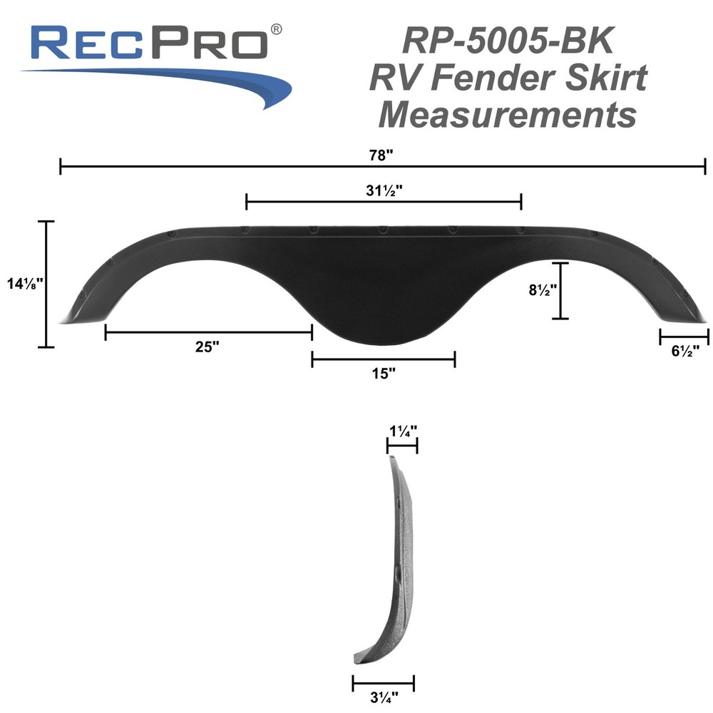 RecPro RV Tandem Fender Skirt 78" W x 14 1/8" H Fits Heritage Glenn Hemisphere