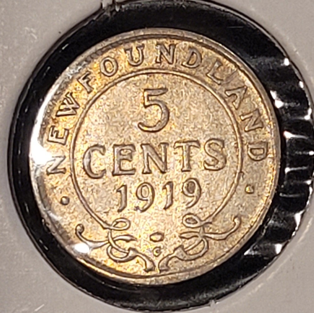 1919C Newfoundland Silver 5 Cent Low Mintage