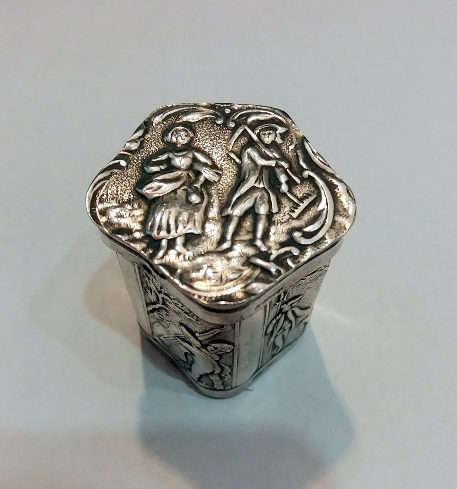 Antique Dutch Silver Box with a Cuboid Shape.