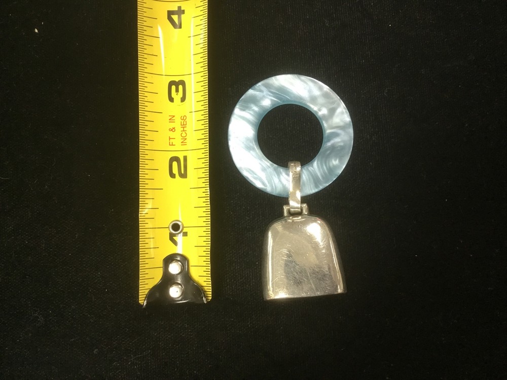 Baby teether rattle with birth data ready to be engraved Web sterling silver