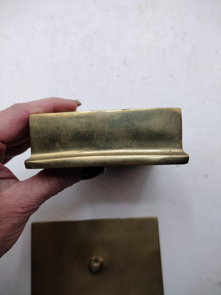 Vtg Handmade Heavy Brass Rectangular Trinket Box, removable Lid , India. 5.5x4in