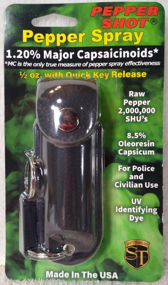 Pepper Spray .50oz Black Artificial Leather Key Chain Case ^^@#
