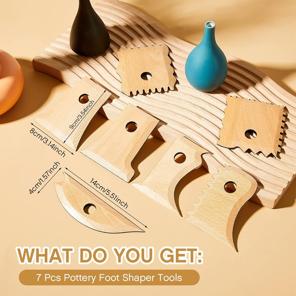 7 Pcs Pottery Tools Pottery Foot Shaper Trimming Tools Profile Rib Bundle Foo...
