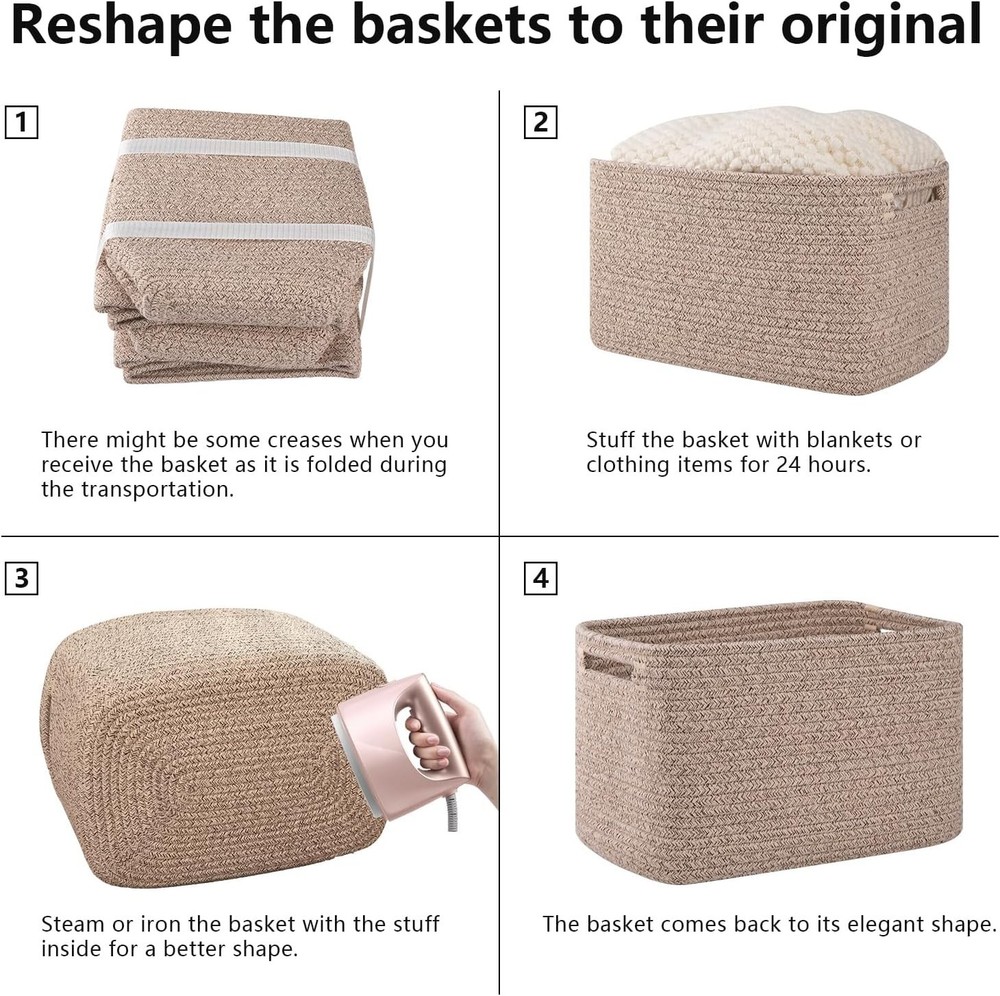 4 Pack Storage Baskets Organizing Cube Storage Bins Shelves Rectangle Storage