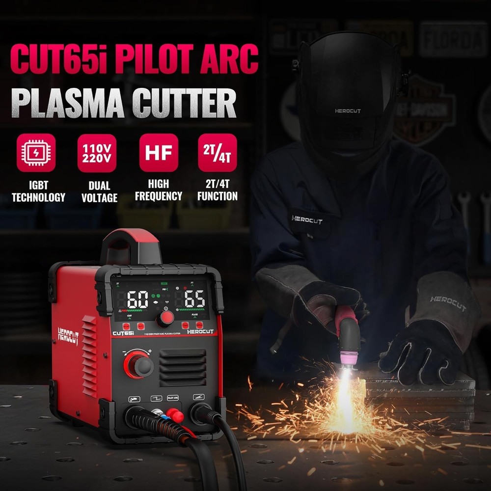 65A Dual Voltage Plasma Cutter Machine with Non-Touch Pilot Arc Functionality