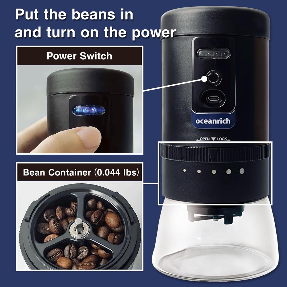 -G1R Automatic Coffee Grinder, Rechargeable Compact Portable Grinding Mill, R...