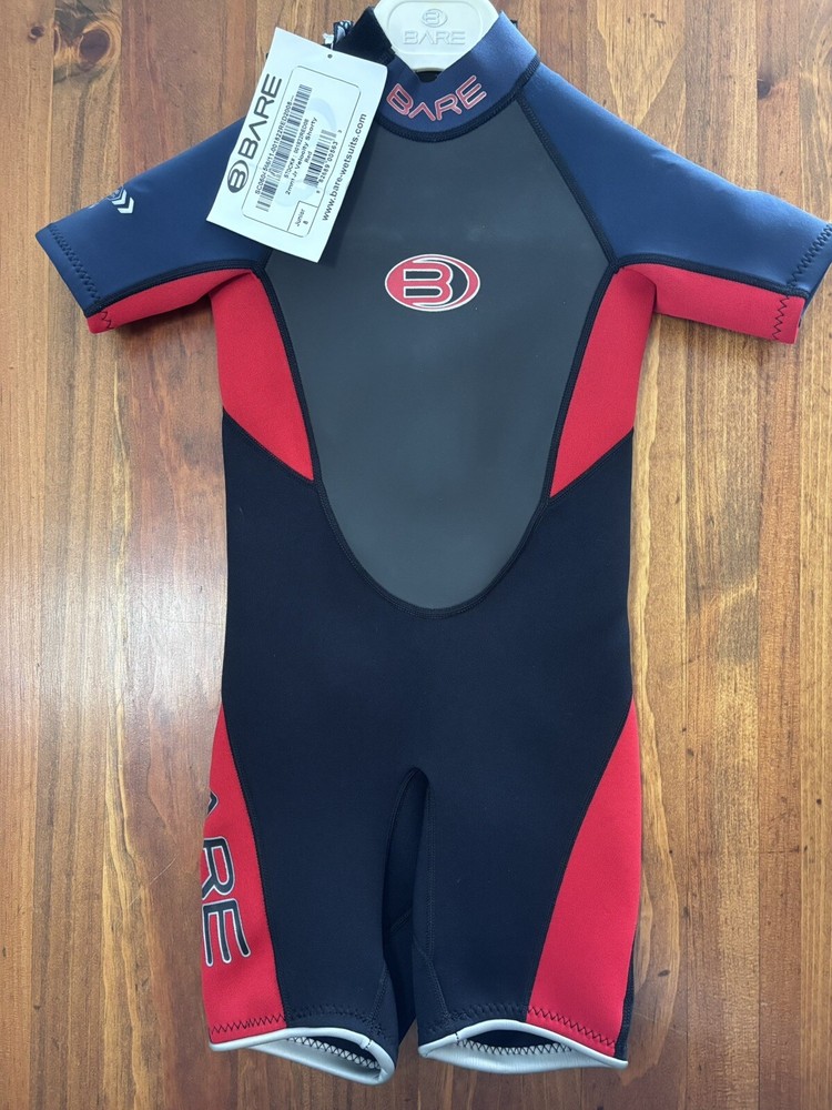 Bare Kids 2mm Shorty  Wetsuit, Junior Size 8-Red