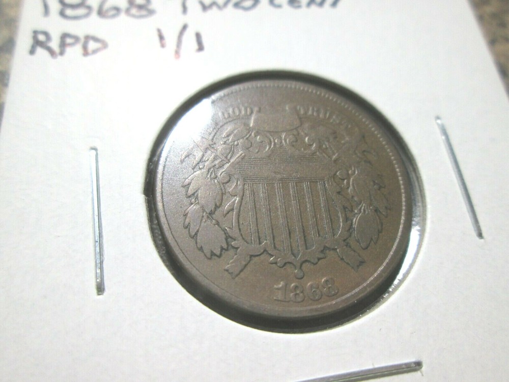 1868 2 CENT RARE RE-CUT DATE W17