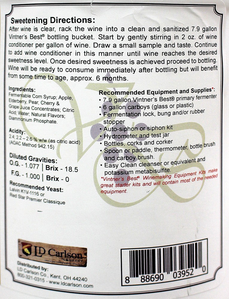 Vintner's Best Black Cherry Fruit Wine Base-128 oz. Jug