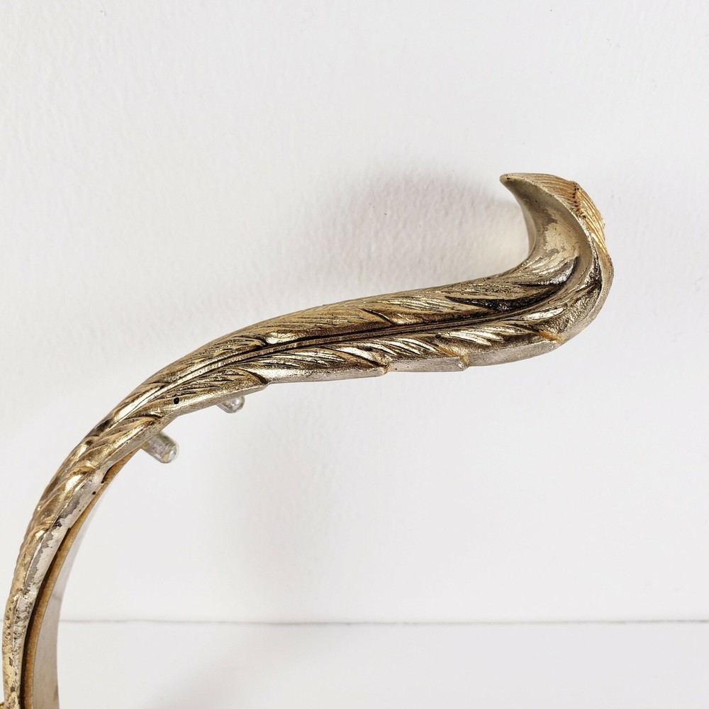Kirsch Feather Shaped Curtain Pull Backs Plastic Wall Mount Antiqued Gold VTG