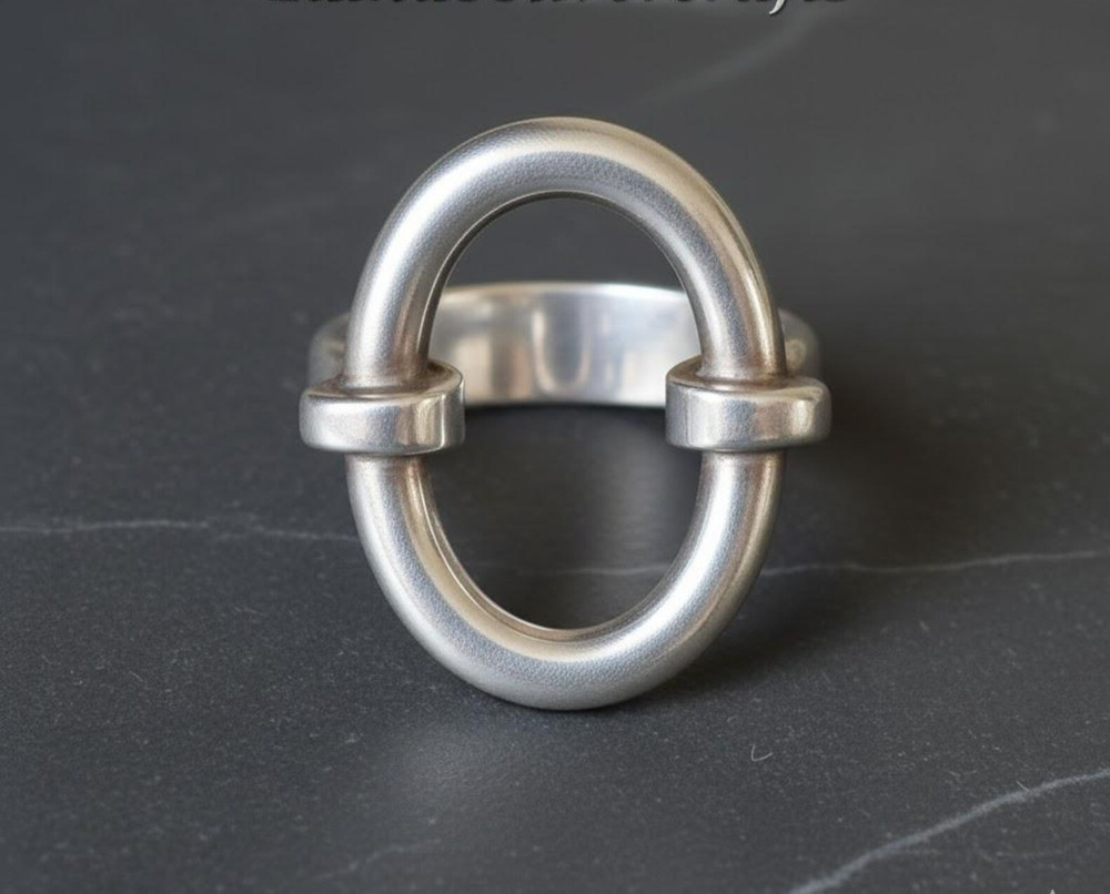 925 Sterling Silver Oval Loop Ring | Minimalist Modern Open Circle Ring