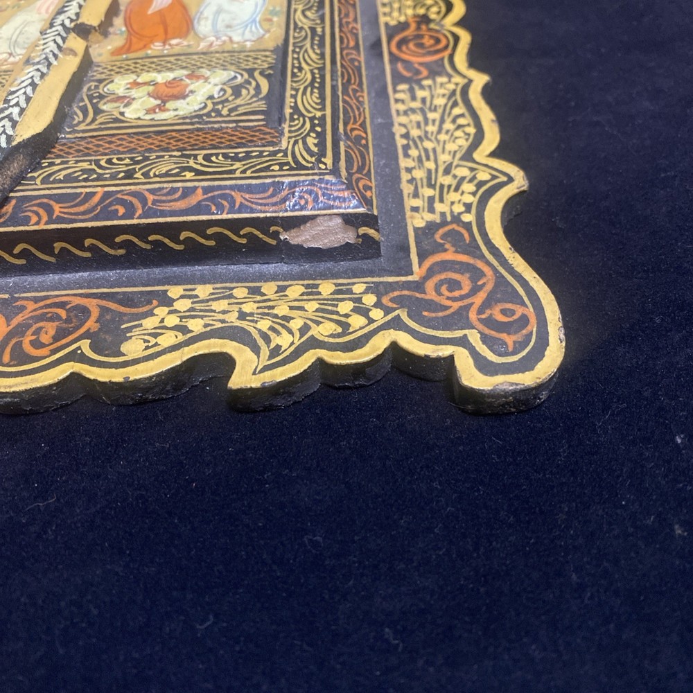 Antique Handpainted Qajar Laquer Mirror